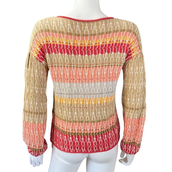 Sundance Sweater Womens XS Multicolor Linen Blend Boho Long Sleeve Stripe Knit - Picture 2 of 8